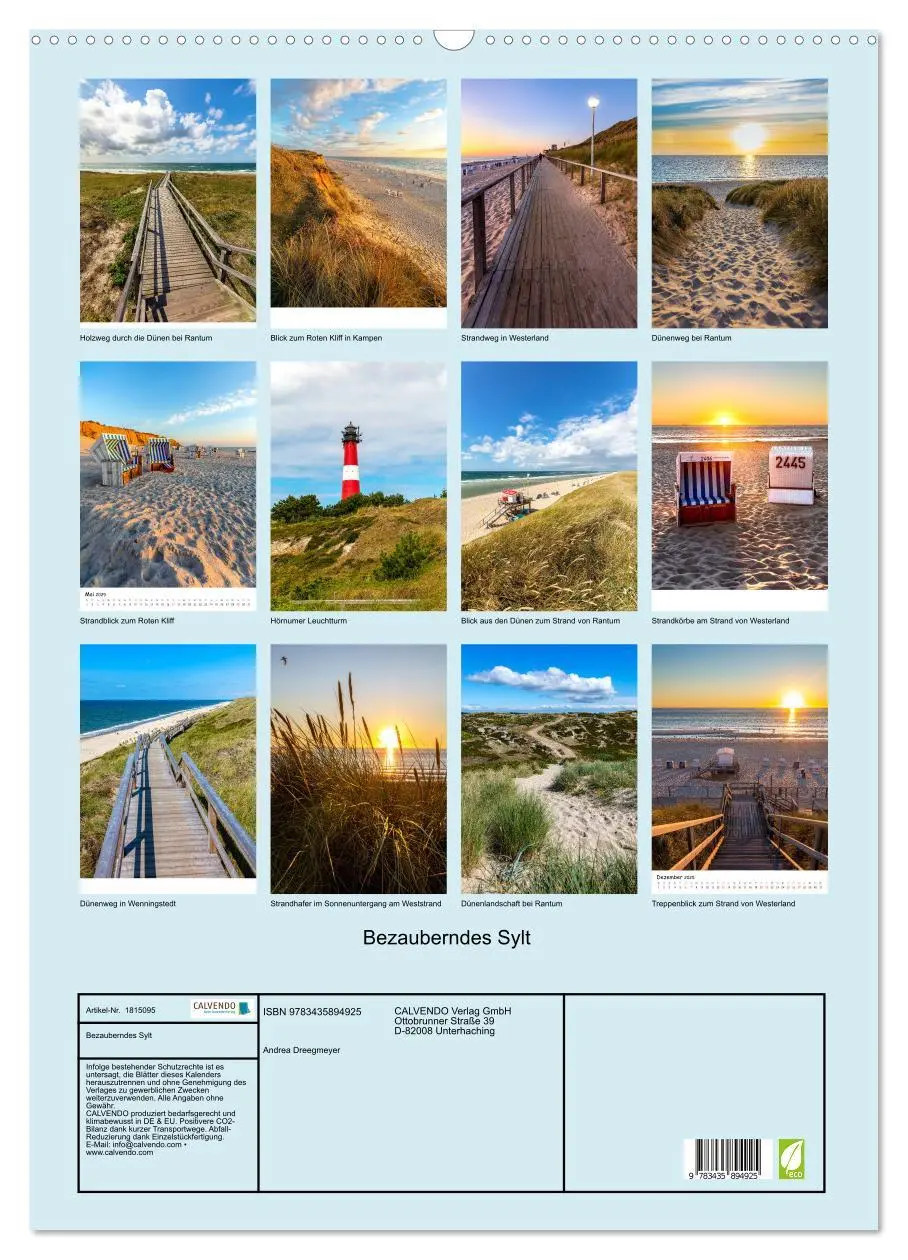 Bild: 9783435894925 | Bezauberndes Sylt (Wandkalender 2025 DIN A2 hoch), CALVENDO...