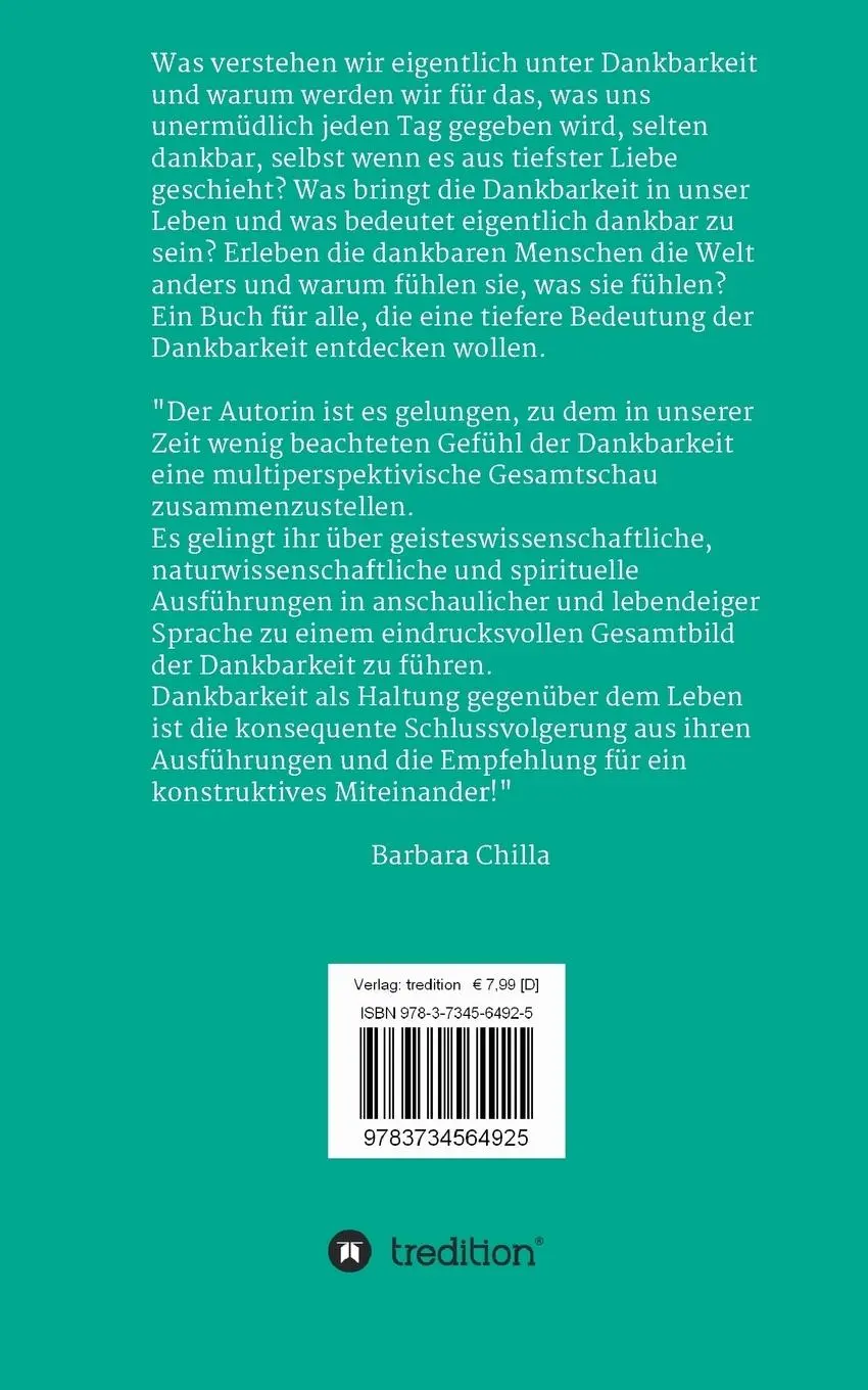 Rückseite: 9783734564925 | Dankbarkeit | Warum wir sie brauchen | Inka Faltynowicz | Taschenbuch