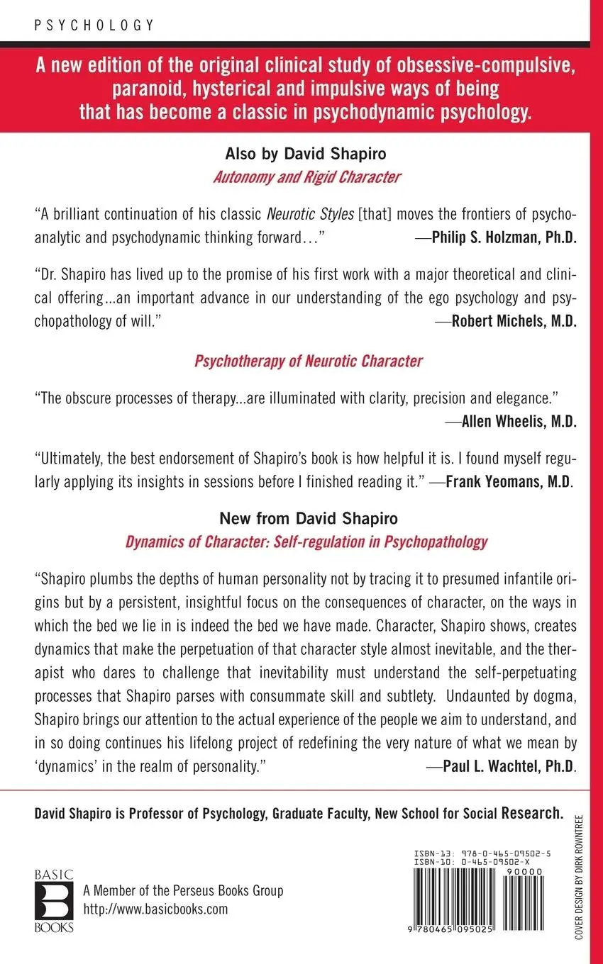 Rückseite: 9780465095025 | Neurotic Styles | David Shapiro | Taschenbuch | Englisch | Basic Books