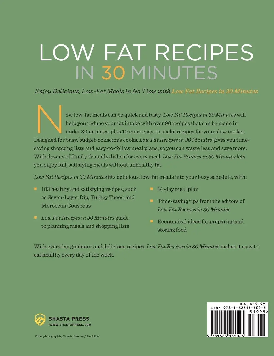 Rückseite: 9781623155025 | Low Fat Recipes in 30 Minutes | Shasta Press | Buch | Gebunden | 2014