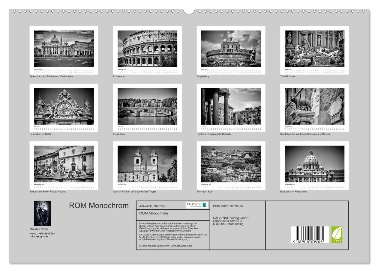 Bild: 9783516035025 | ROM Monochrom (hochwertiger Premium Wandkalender 2026 DIN A2 quer),...