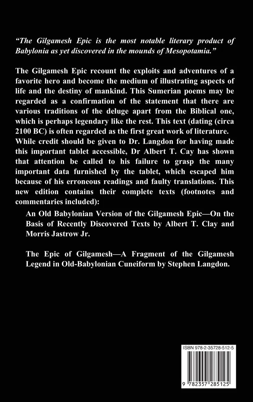 Rückseite: 9782357285125 | The Epic of Gilgamesh | Albert T. Clay (u. a.) | Buch | Gebunden