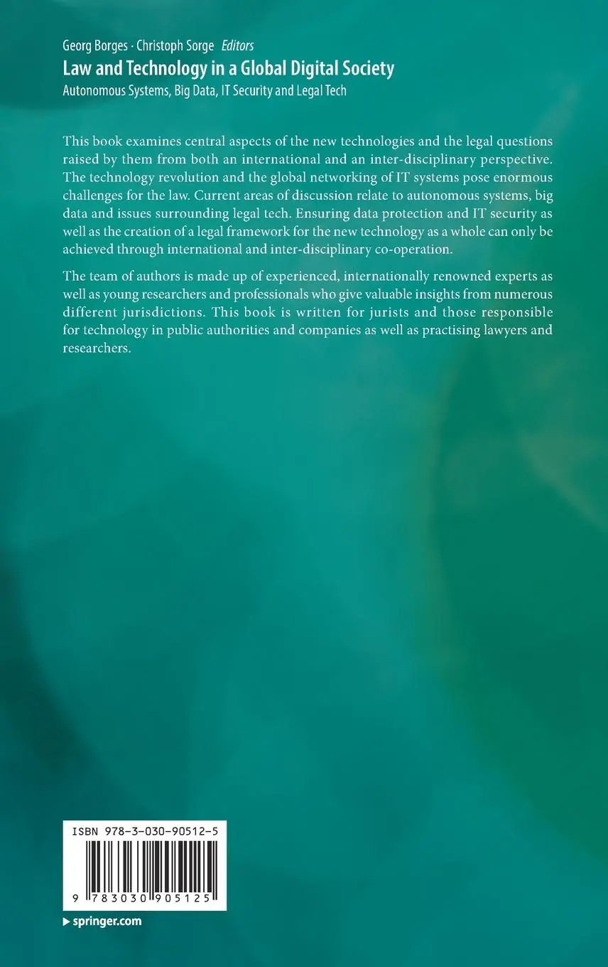 Rückseite: 9783030905125 | Law and Technology in a Global Digital Society | Sorge (u. a.) | Buch