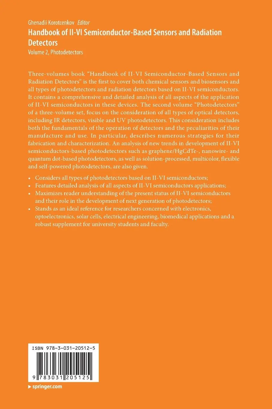 Rückseite: 9783031205125 | Handbook of II-VI Semiconductor-Based Sensors and Radiation Detectors
