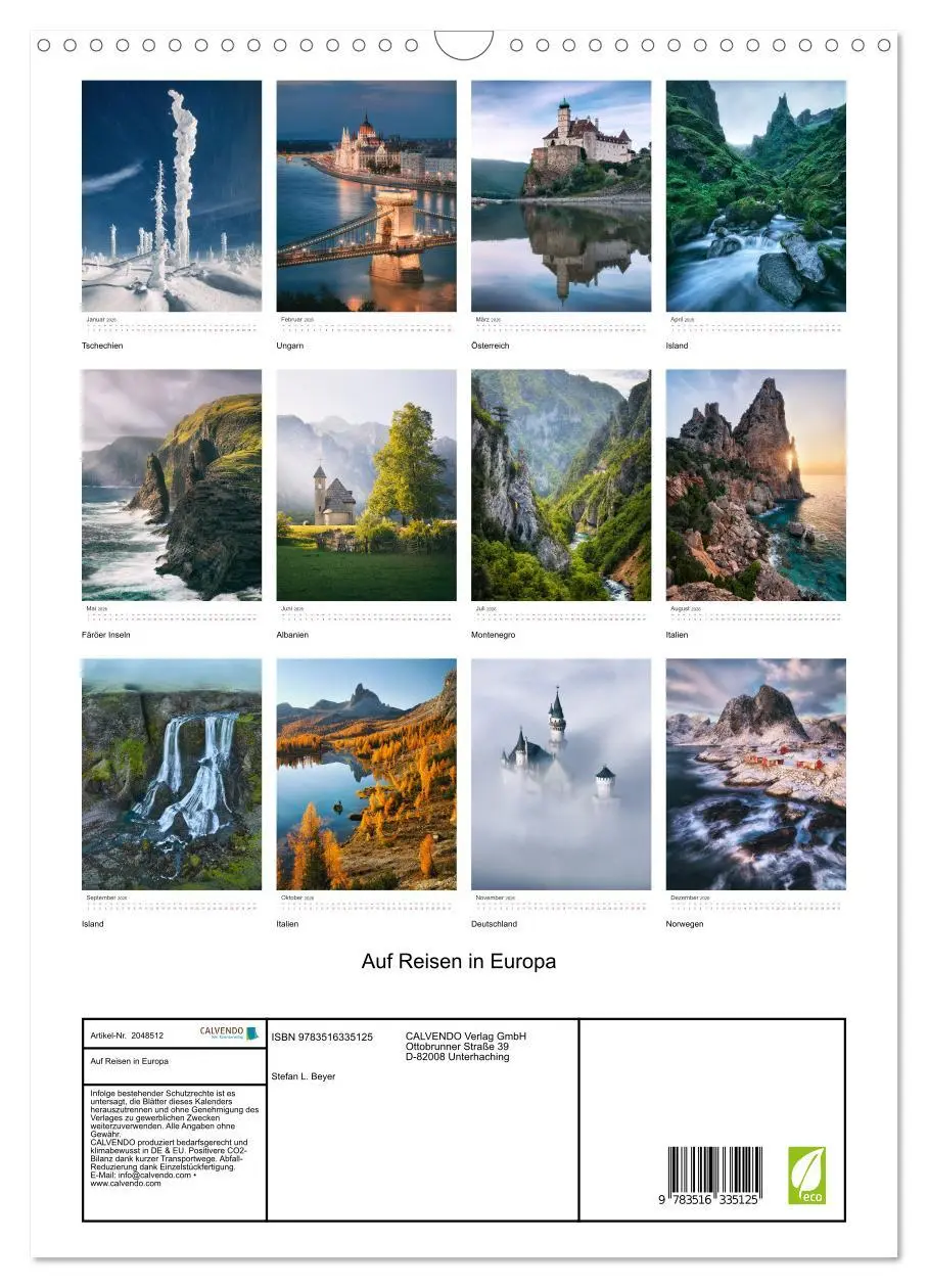 Bild: 9783516335125 | Auf Reisen in Europa (Wandkalender 2026 DIN A3 hoch), CALVENDO...