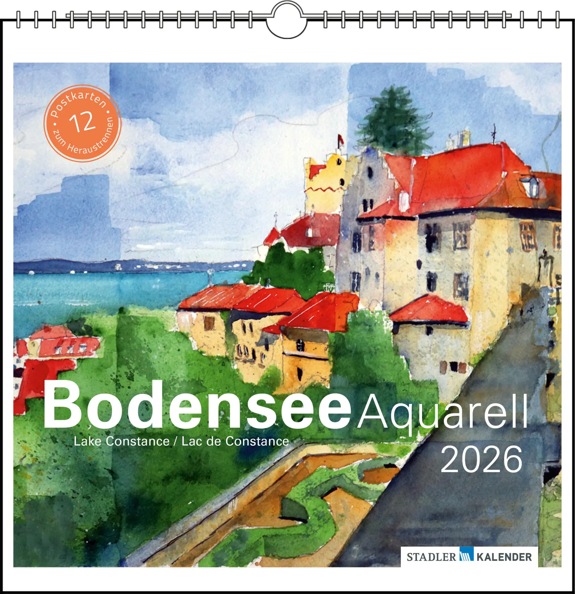 Cover: 9783861925125 | Bodensee Aquarell 2026 | Postkarten-Tischkalender | Erwin W Friese