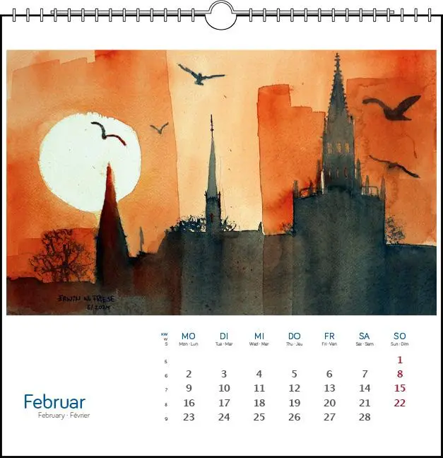 Bild: 9783861925125 | Bodensee Aquarell 2026 | Postkarten-Tischkalender | Erwin W Friese