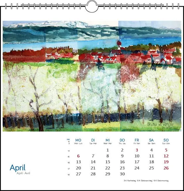 Bild: 9783861925125 | Bodensee Aquarell 2026 | Postkarten-Tischkalender | Erwin W Friese
