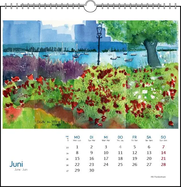 Bild: 9783861925125 | Bodensee Aquarell 2026 | Postkarten-Tischkalender | Erwin W Friese