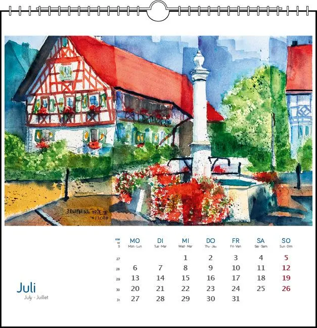 Bild: 9783861925125 | Bodensee Aquarell 2026 | Postkarten-Tischkalender | Erwin W Friese
