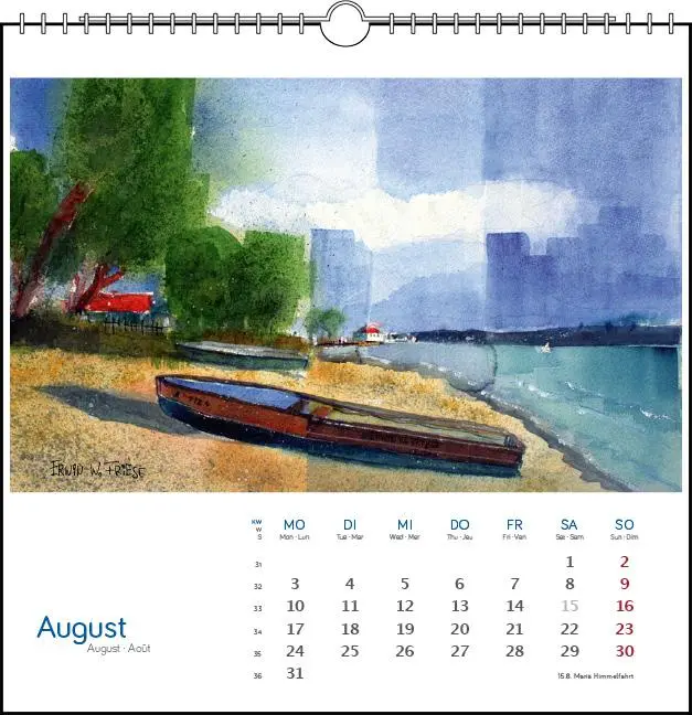 Bild: 9783861925125 | Bodensee Aquarell 2026 | Postkarten-Tischkalender | Erwin W Friese