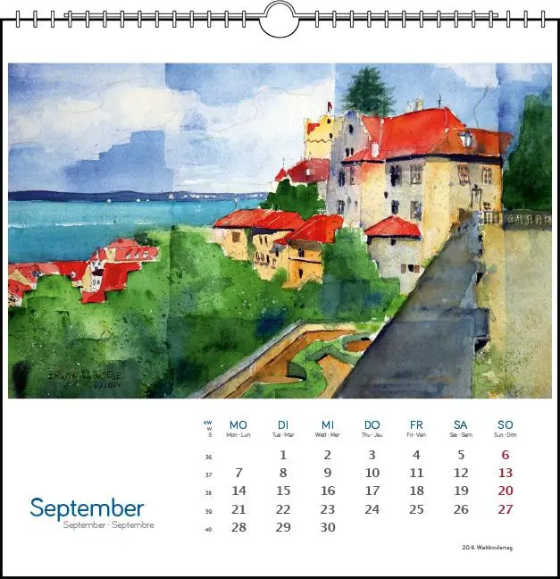 Bild: 9783861925125 | Bodensee Aquarell 2026 | Postkarten-Tischkalender | Erwin W Friese