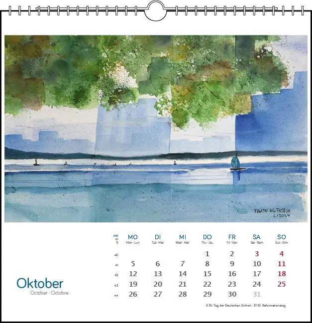 Bild: 9783861925125 | Bodensee Aquarell 2026 | Postkarten-Tischkalender | Erwin W Friese