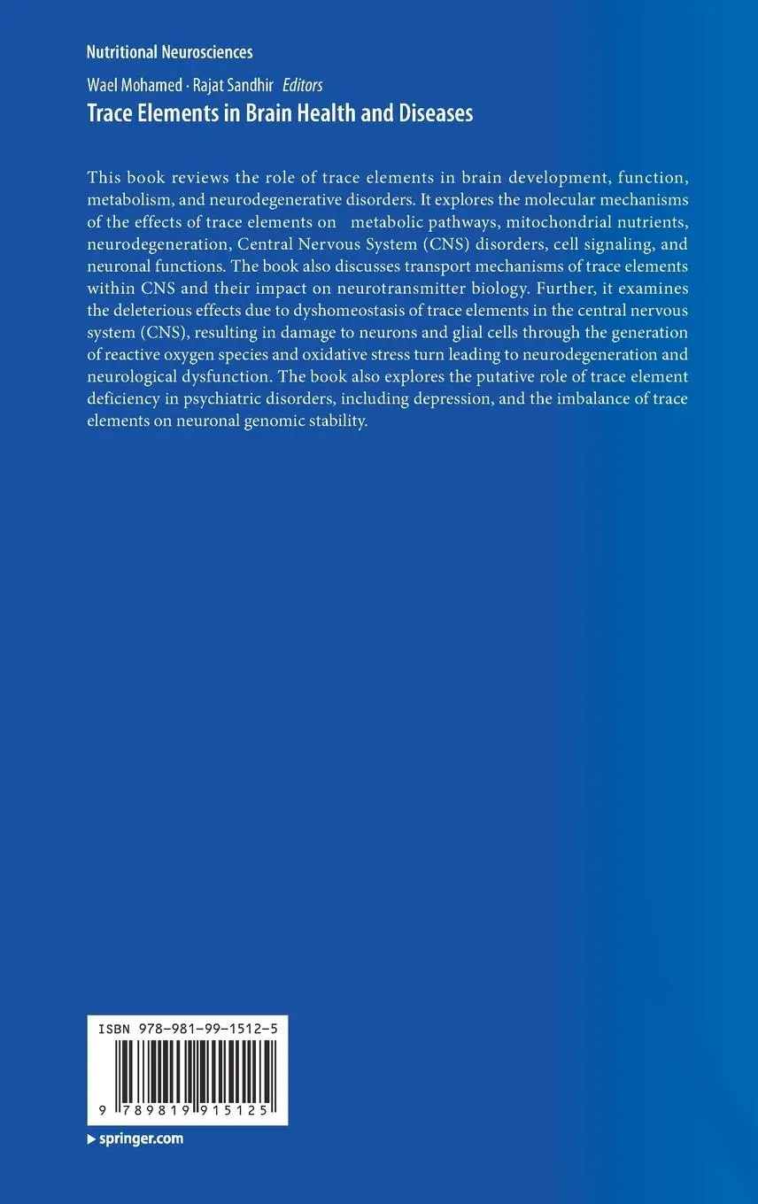Rückseite: 9789819915125 | Trace Elements in Brain Health and Diseases | Rajat Sandhir (u. a.)
