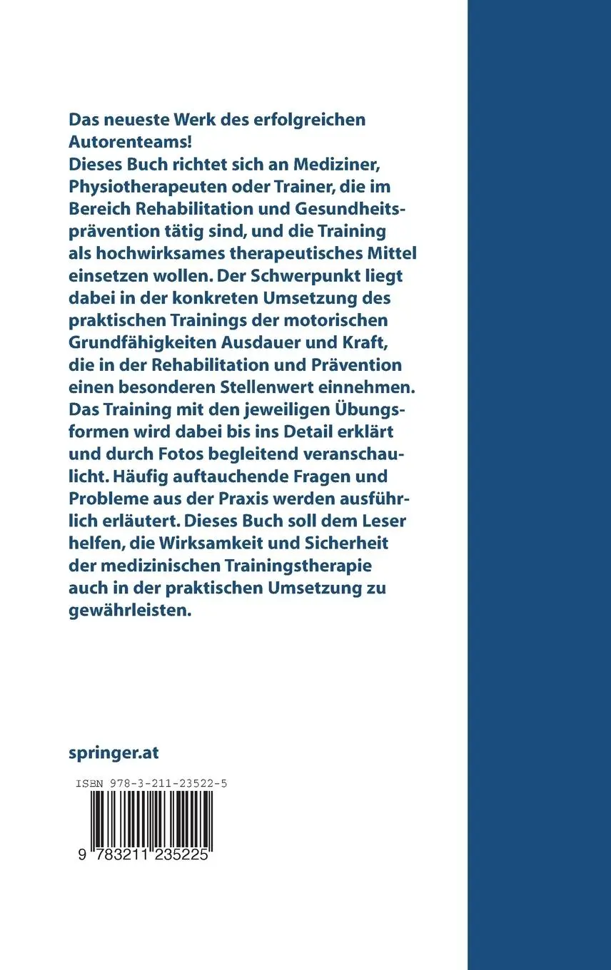 Rückseite: 9783211235225 | Medizinische Trainingstherapie | Anleitungen für die Praxis | Buch