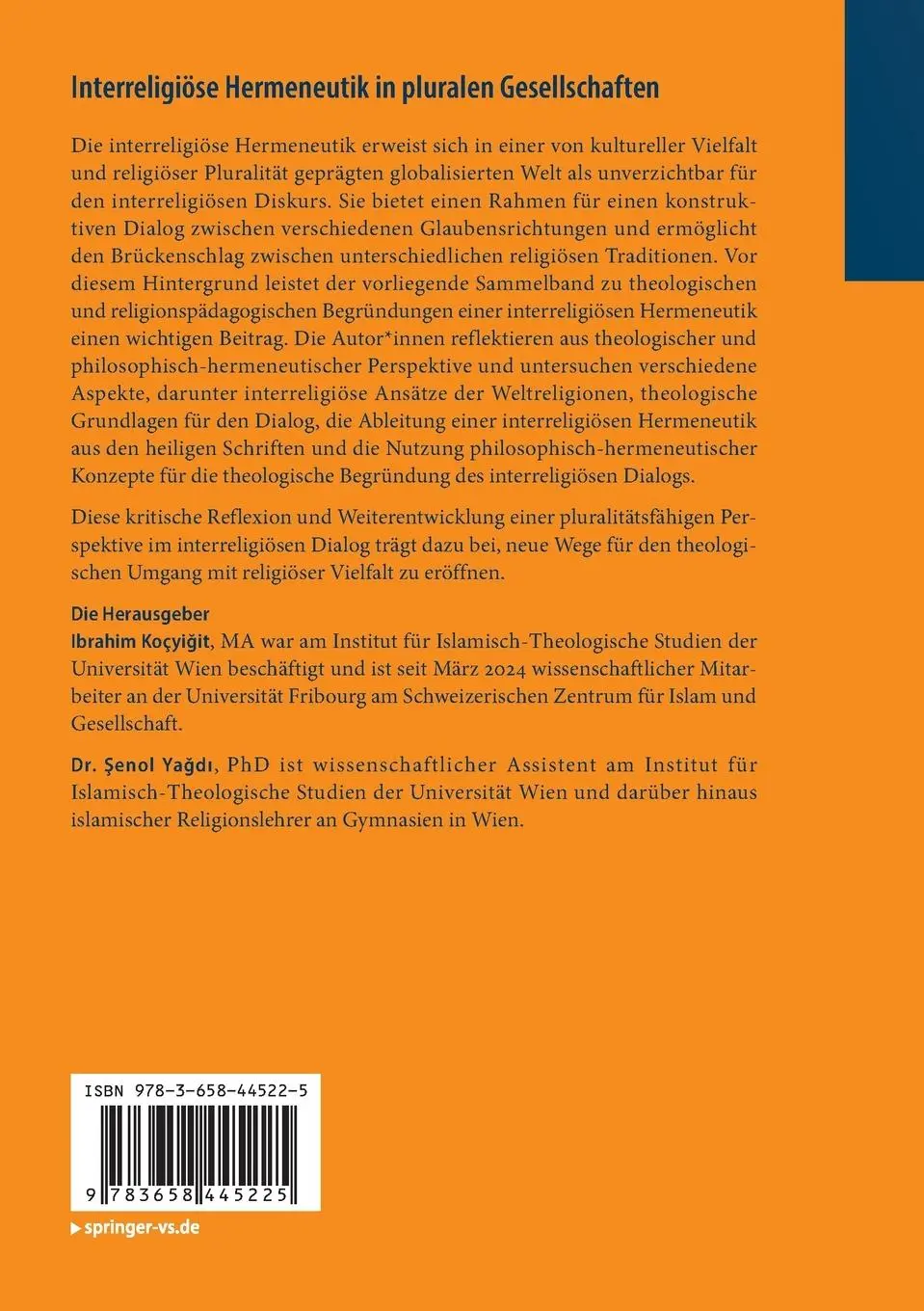 Rückseite: 9783658445225 | Interreligiöse Hermeneutik in pluralen Gesellschaften | Ya¿d¿ (u. a.)