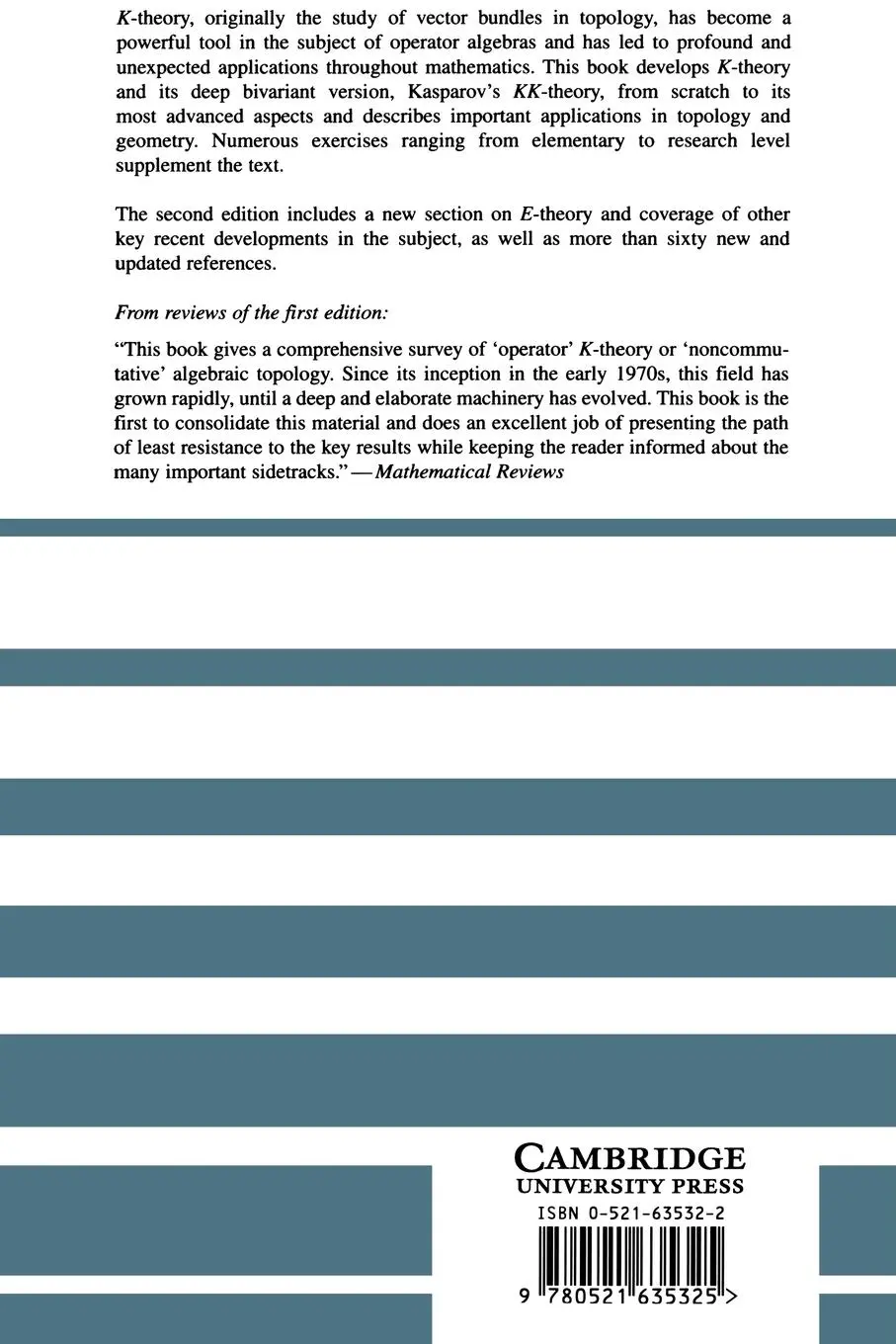 Rückseite: 9780521635325 | K-Theory for Operator Algebras | Bruce Blackadar | Taschenbuch | 2002