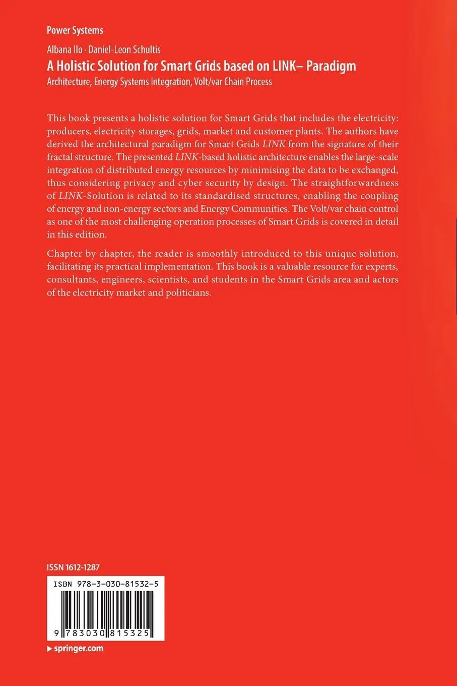 Rückseite: 9783030815325 | A Holistic Solution for Smart Grids based on LINK- Paradigm | Buch