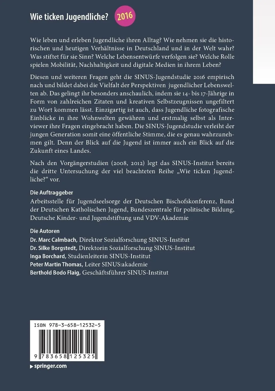 Rückseite: 9783658125325 | Wie ticken Jugendliche 2016? | Marc Calmbach (u. a.) | Taschenbuch