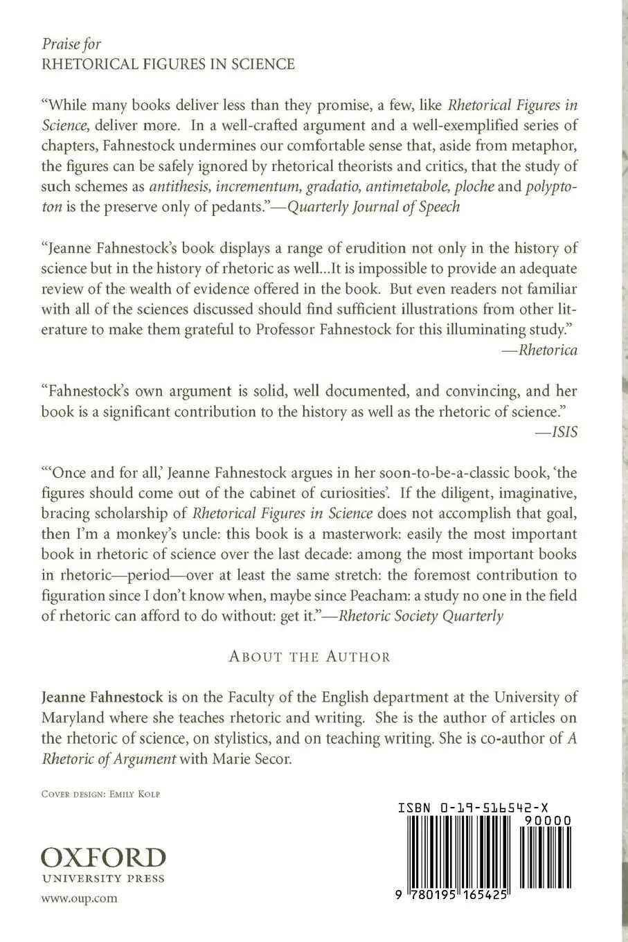 Rückseite: 9780195165425 | Rhetorical Figures in Science | Jeanne Fahnestock | Taschenbuch | 2003
