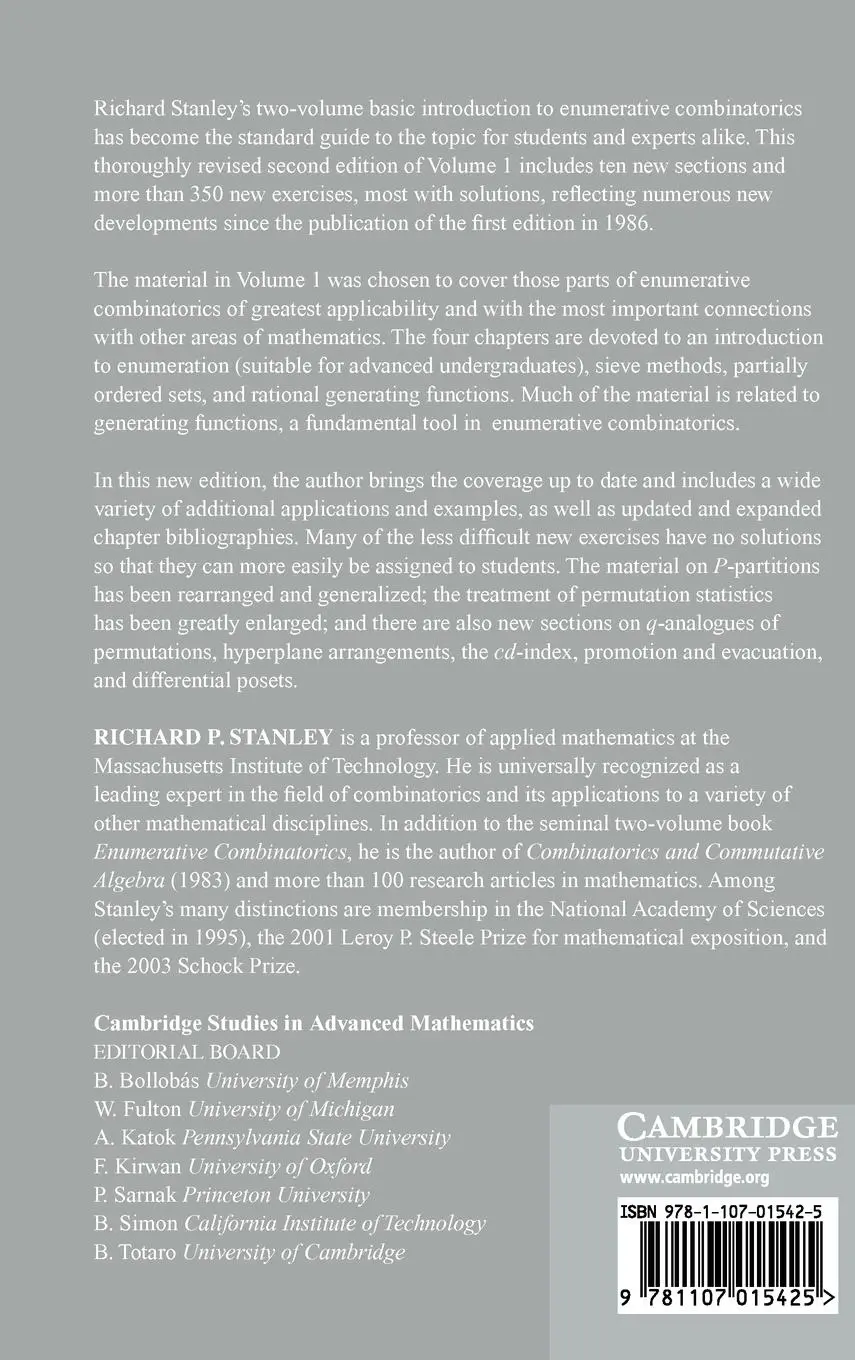 Rückseite: 9781107015425 | Enumerative Combinatorics | Volume 1 | Richard P. Stanley | Buch
