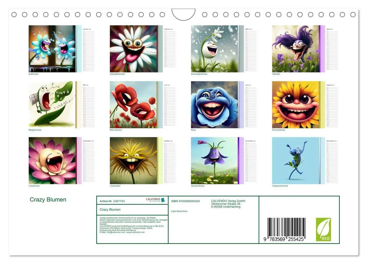 Bild: 9783569255425 | Crazy Blumen (Wandkalender 2027 DIN A4 quer), CALVENDO Monatskalender