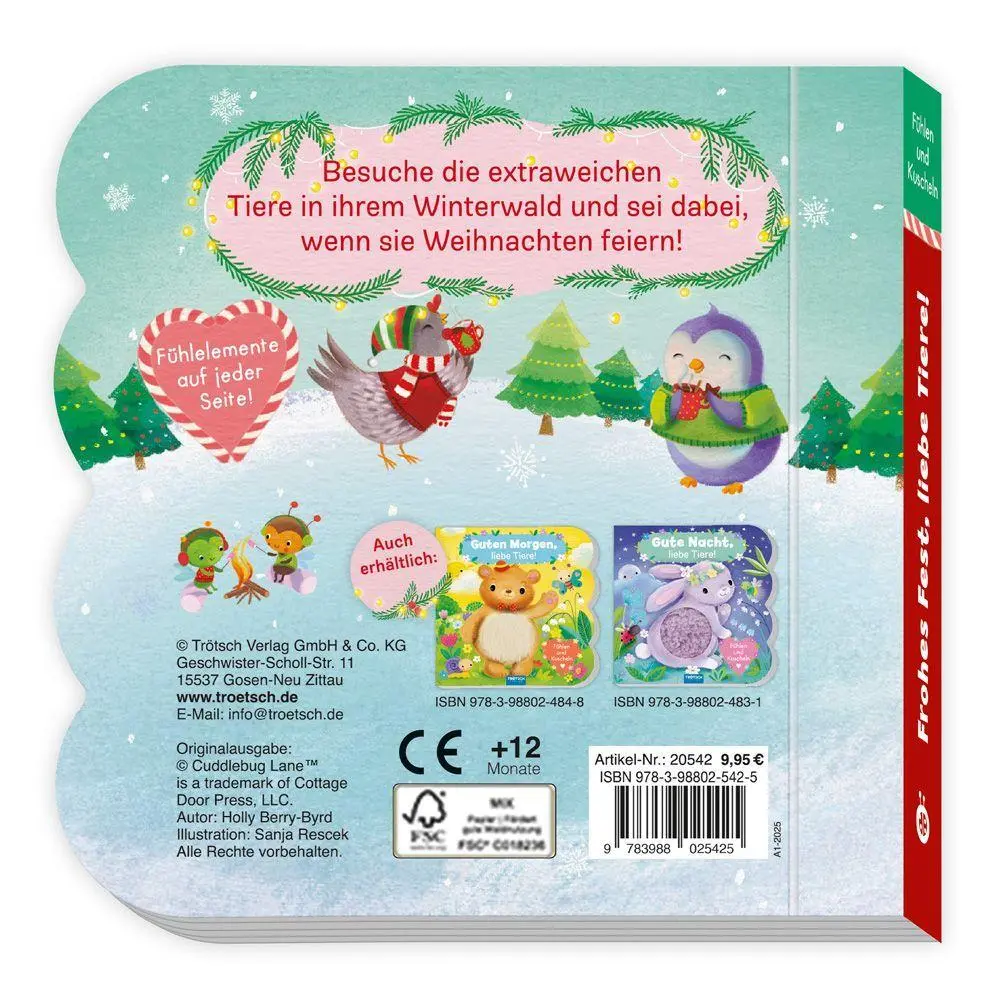 Bild: 9783988025425 | TRÖTSCH - Fühlbuch Frohes Fest liebe Tiere Fühlen und Kuscheln...