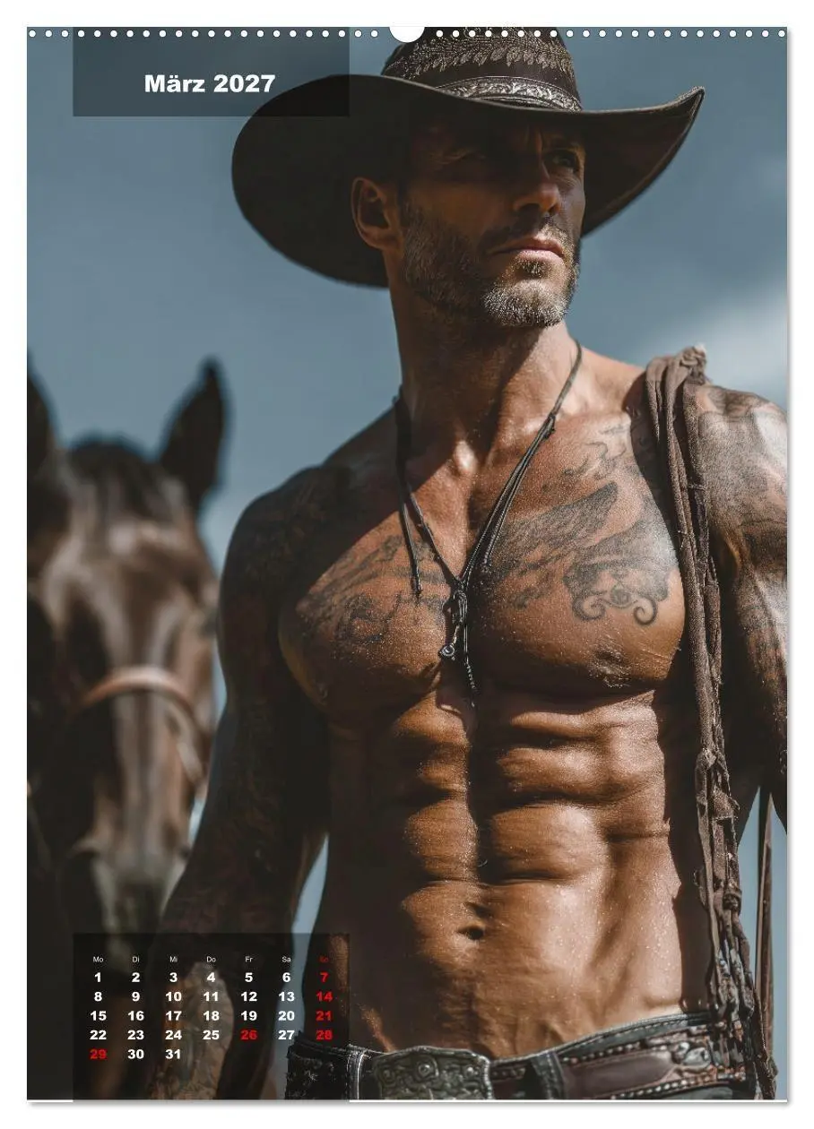 Bild: 9783516915525 | GEILE HENGSTE - Sexy Cowboys mit Ihren Pferden im Männerkalender...