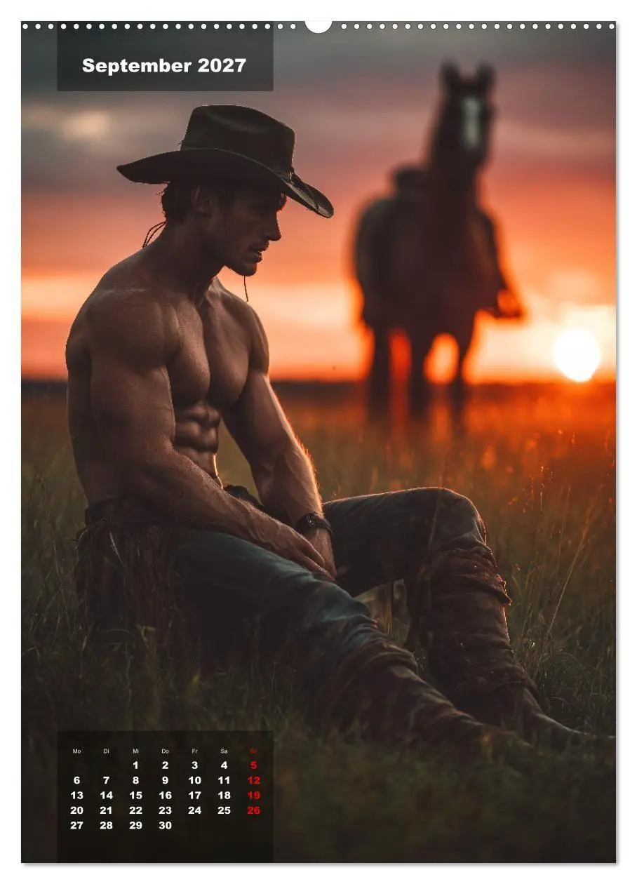 Bild: 9783516915525 | GEILE HENGSTE - Sexy Cowboys mit Ihren Pferden im Männerkalender...