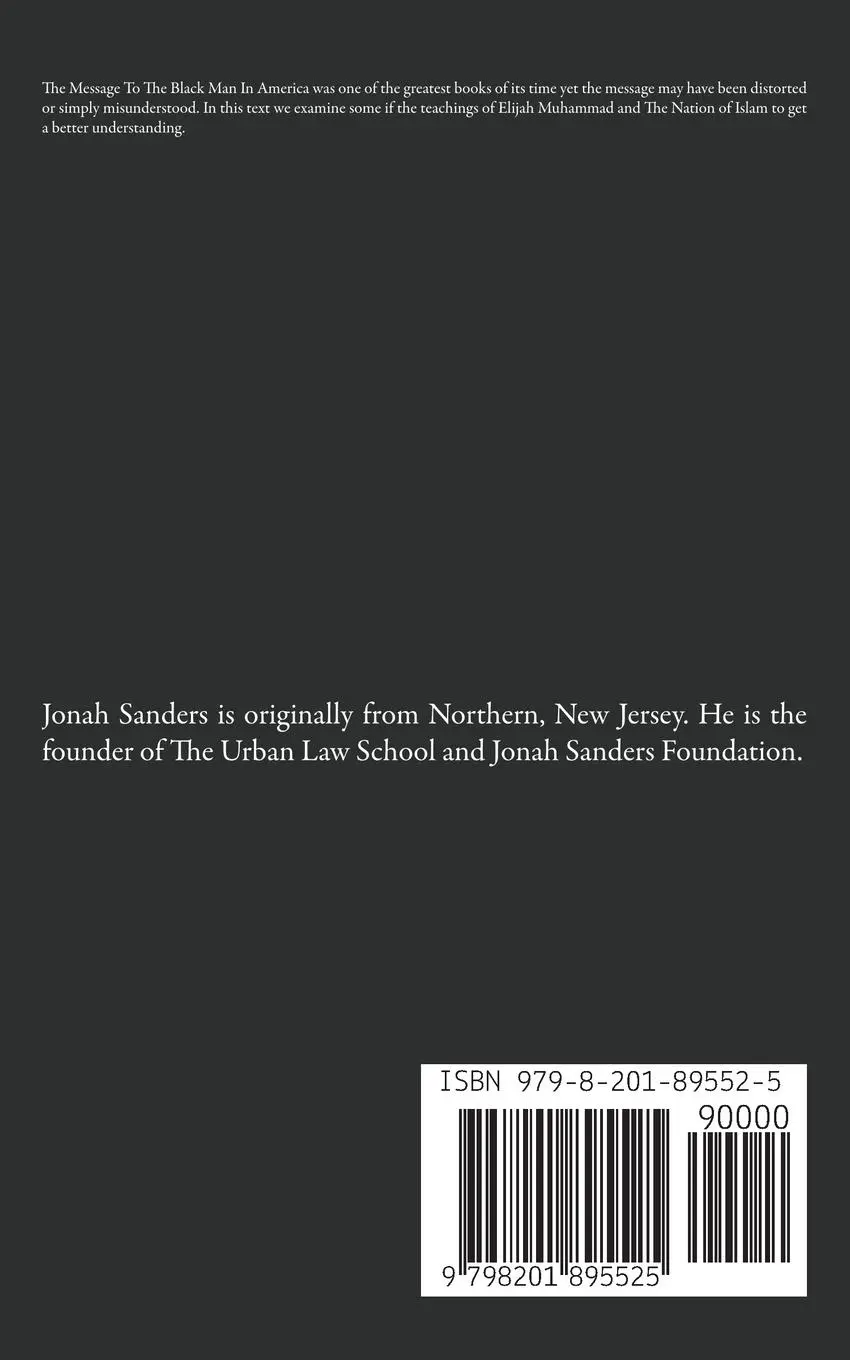 Rückseite: 9798201895525 | The Message To The Black Man In America 2.0 | Jonah Sanders | Buch