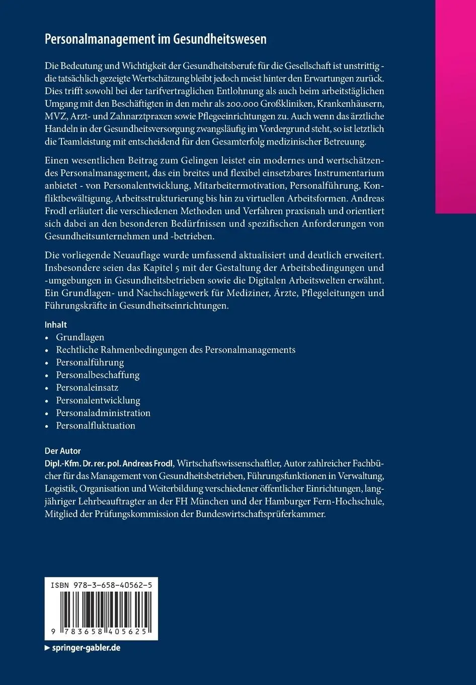 Rückseite: 9783658405625 | Personalmanagement im Gesundheitswesen | Andreas Frodl | Taschenbuch