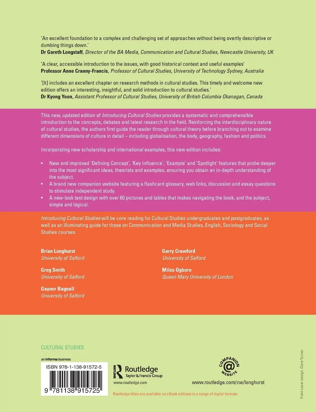 Rückseite: 9781138915725 | Introducing Cultural Studies | Brian Longhurst (u. a.) | Taschenbuch