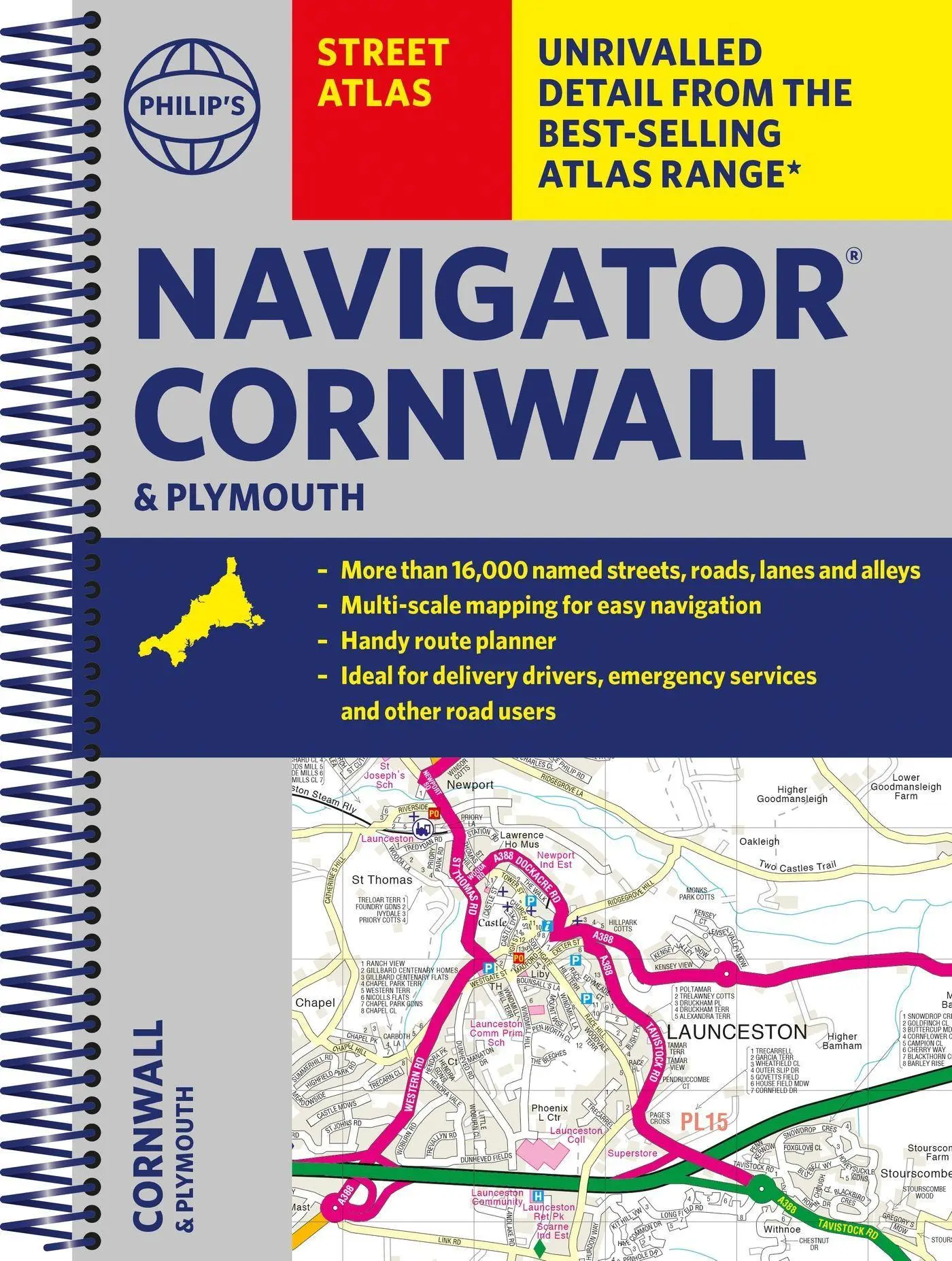 Cover: 9781849075725 | Philip's Navigator Street Atlas Cornwall &amp; Plymouth | Philip'S Maps