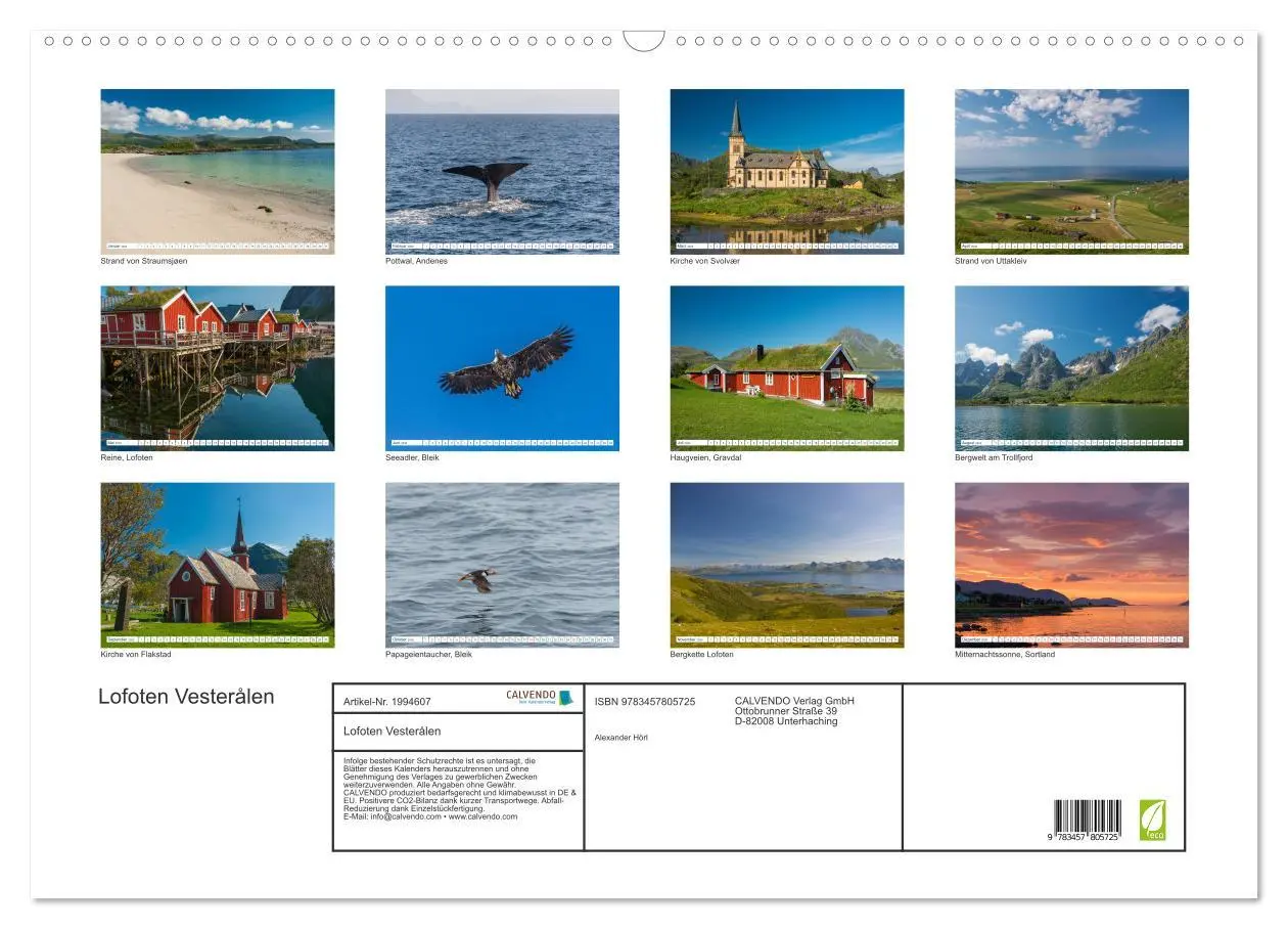 Bild: 9783457805725 | Lofoten Vesterålen (Wandkalender 2026 DIN A2 quer), CALVENDO...