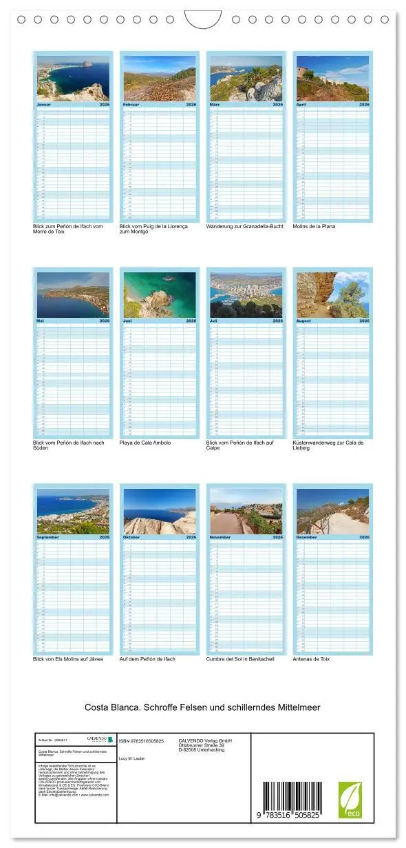 Bild: 9783516505825 | Familienplaner 2026 - Costa Blanca. Schroffe Felsen und...
