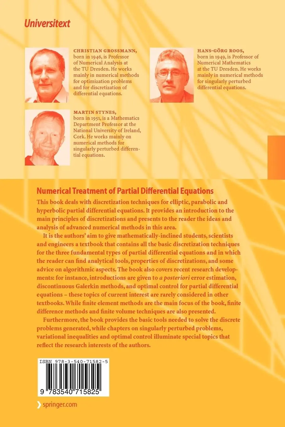 Rückseite: 9783540715825 | Numerical Treatment of Partial Differential Equations | Taschenbuch