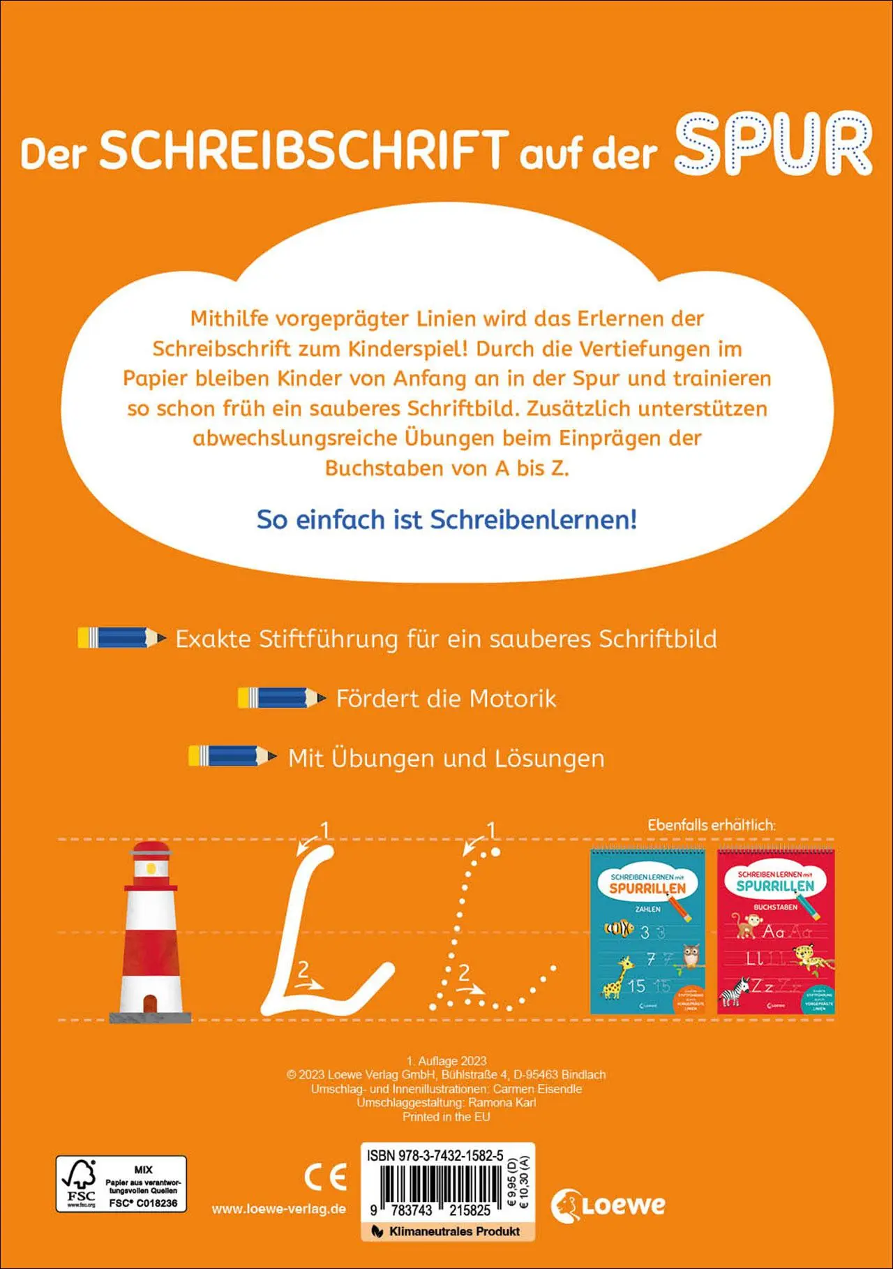 Rückseite: 9783743215825 | Schreiben lernen mit Spurrillen - Schreibschrift | Carmen Eisendle