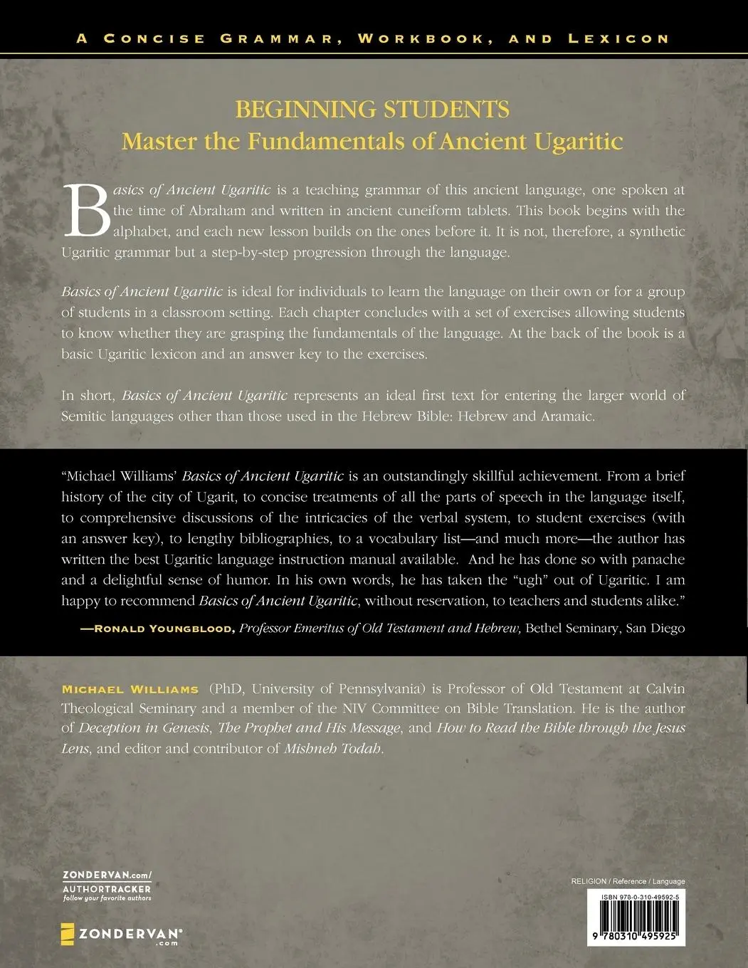 Rückseite: 9780310495925 | Basics of Ancient Ugaritic | A Concise Grammar, Workbook, and Lexicon