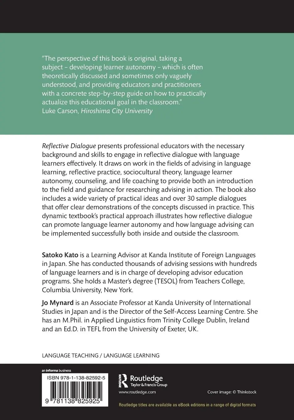 Rückseite: 9781138825925 | Reflective Dialogue | Advising in Language Learning | Kato (u. a.)