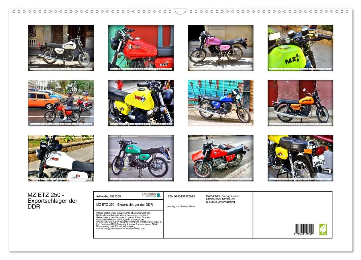 Bild: 9783457575925 | MZ ETZ 250 - Exportschlager der DDR (Wandkalender 2026 DIN A2...