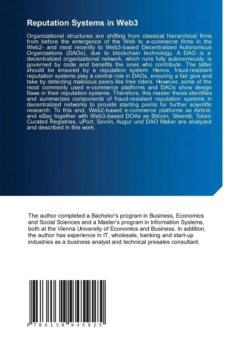 Rückseite: 9786138945925 | Reputation Systems in Web3 | Building Trust in Decentralized Networks
