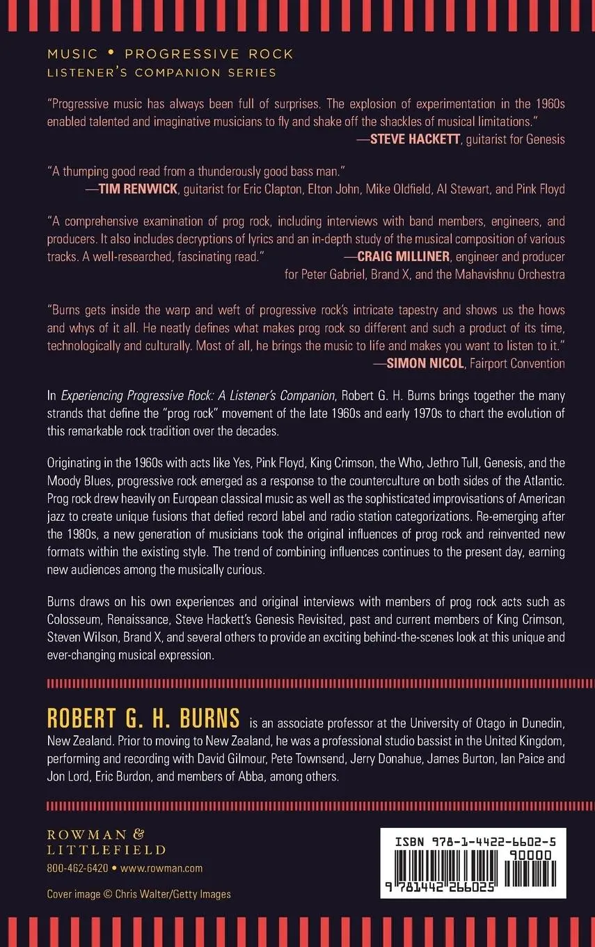 Rückseite: 9781442266025 | Experiencing Progressive Rock | A Listener's Companion | Burns | Buch