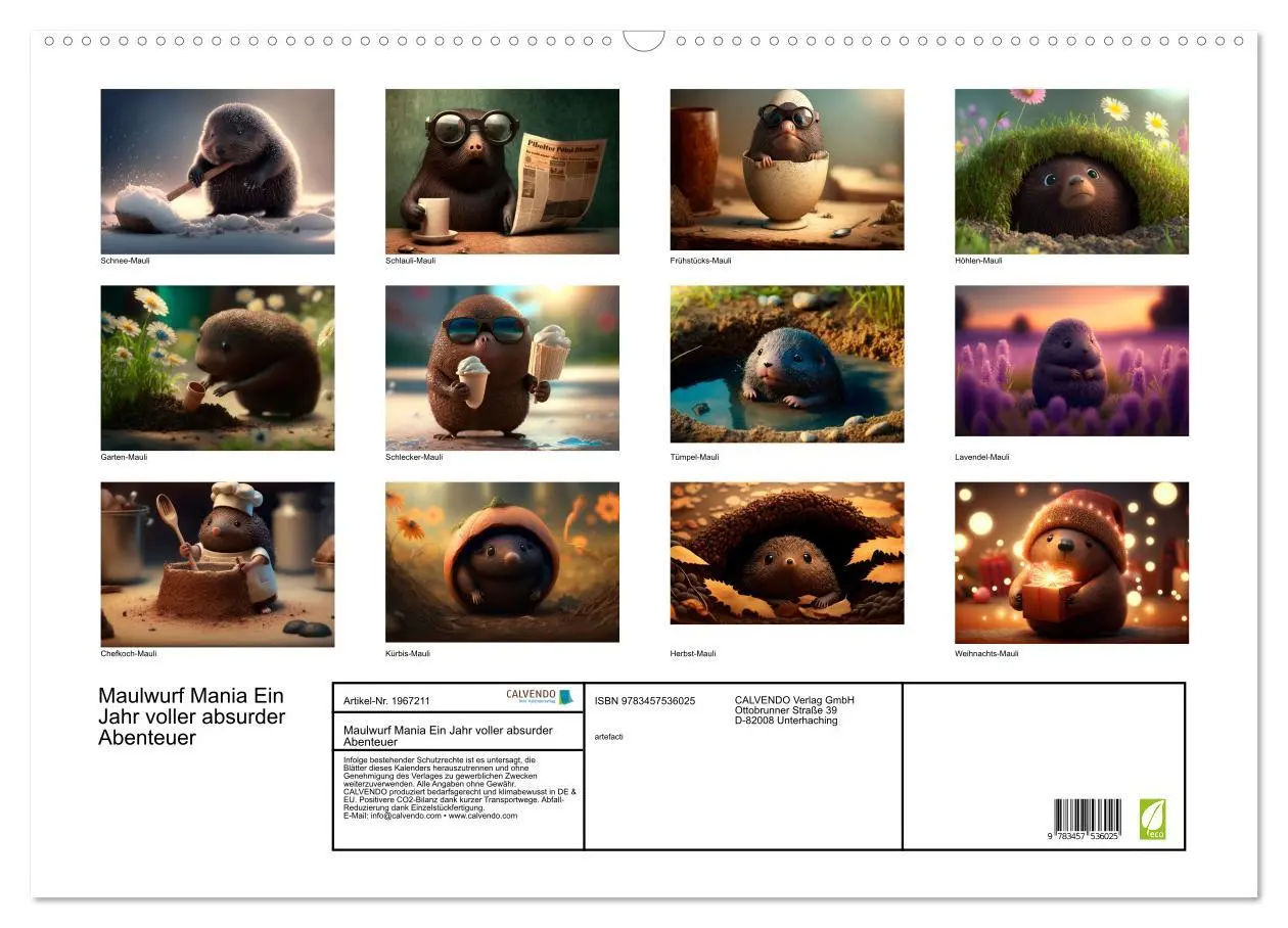 Bild: 9783457536025 | Maulwurf Mania Ein Jahr voller absurder Abenteuer (Wandkalender...