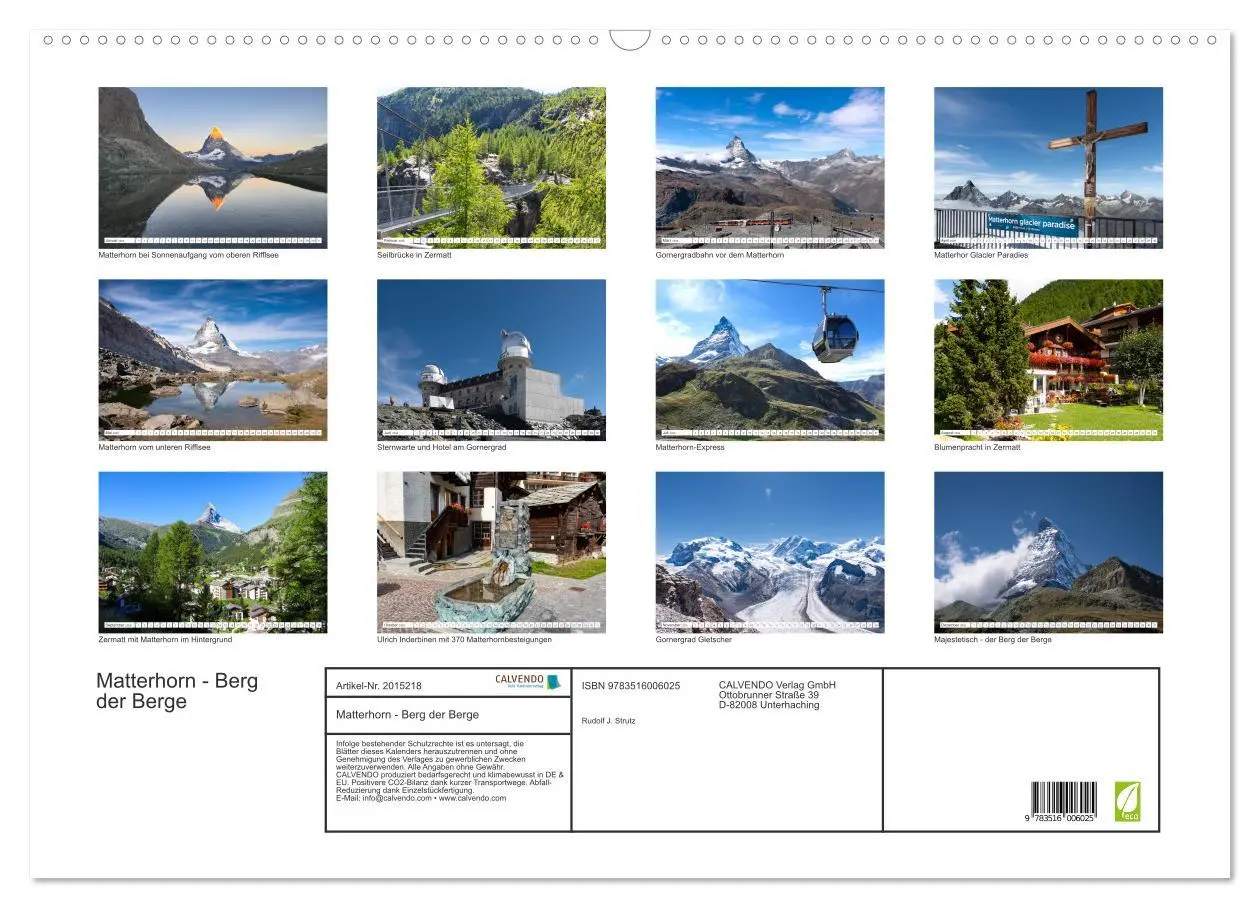Bild: 9783516006025 | Matterhorn - Berg der Berge (Wandkalender 2026 DIN A2 quer),...
