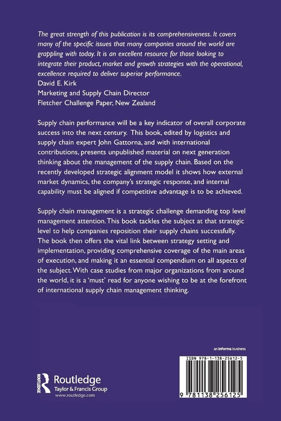 Rückseite: 9781138256125 | Strategic Supply Chain Alignment | John Gattorna | Taschenbuch | 2017