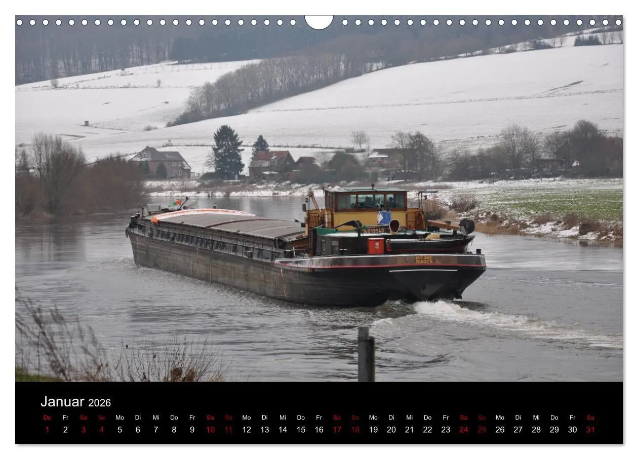 Bild: 9783457906125 | Schiffe auf der Oberweser (Wandkalender 2026 DIN A3 quer), CALVENDO...