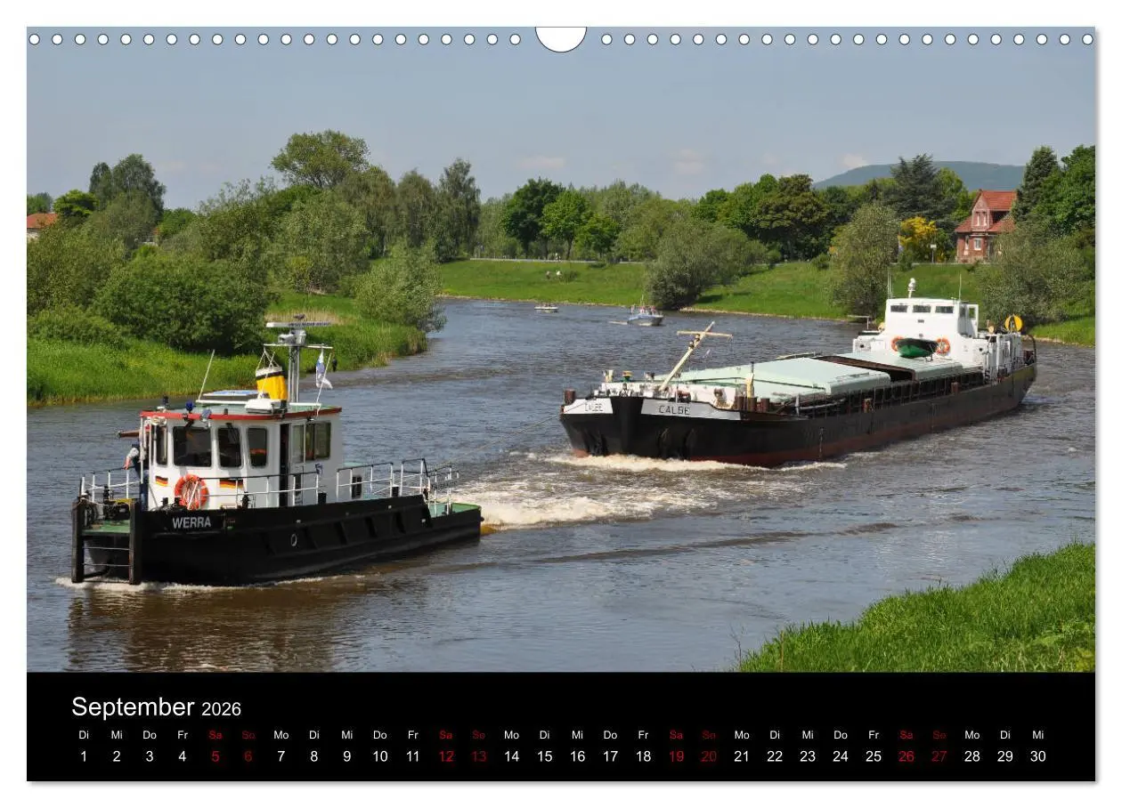 Bild: 9783457906125 | Schiffe auf der Oberweser (Wandkalender 2026 DIN A3 quer), CALVENDO...