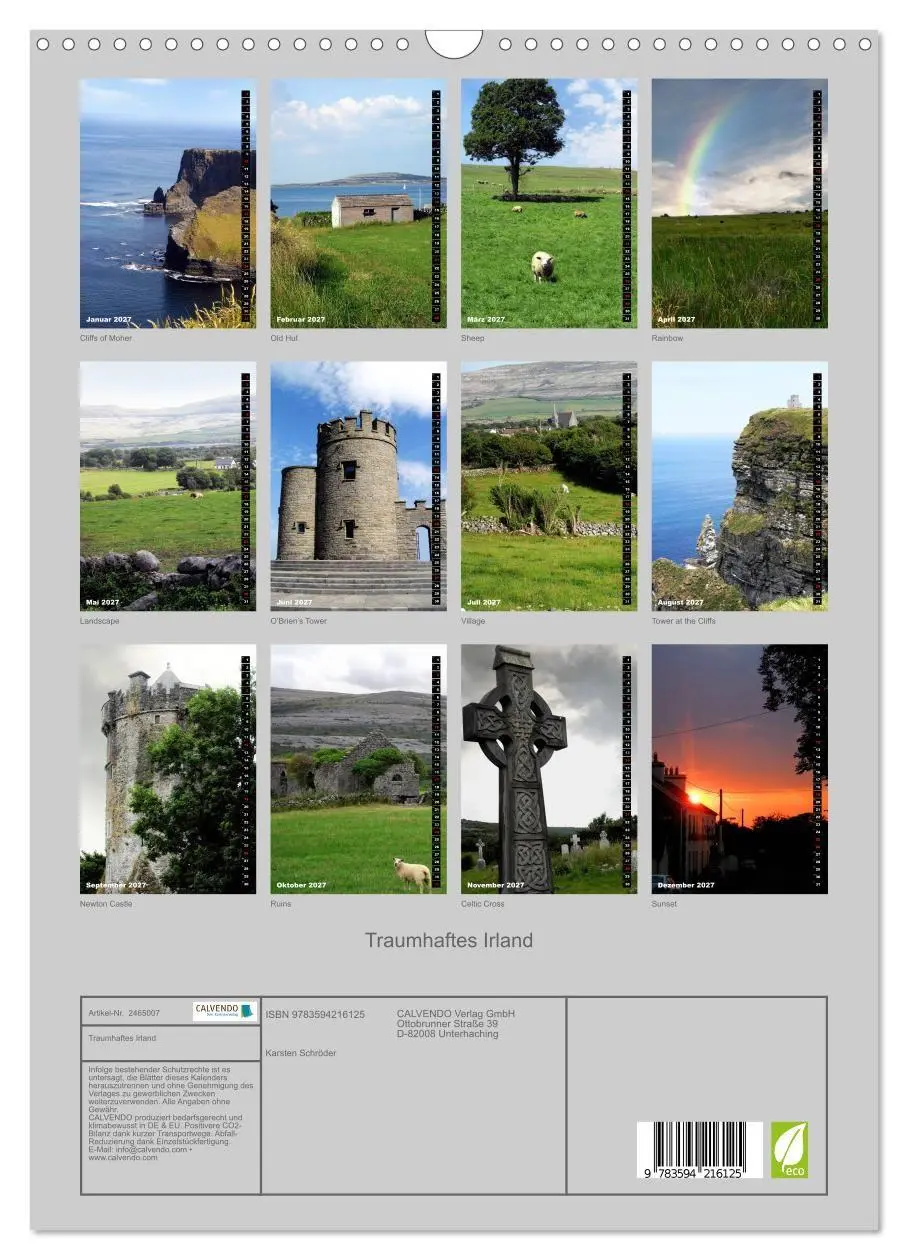 Bild: 9783594216125 | Traumhaftes Irland (Wandkalender 2027 DIN A3 hoch), CALVENDO...