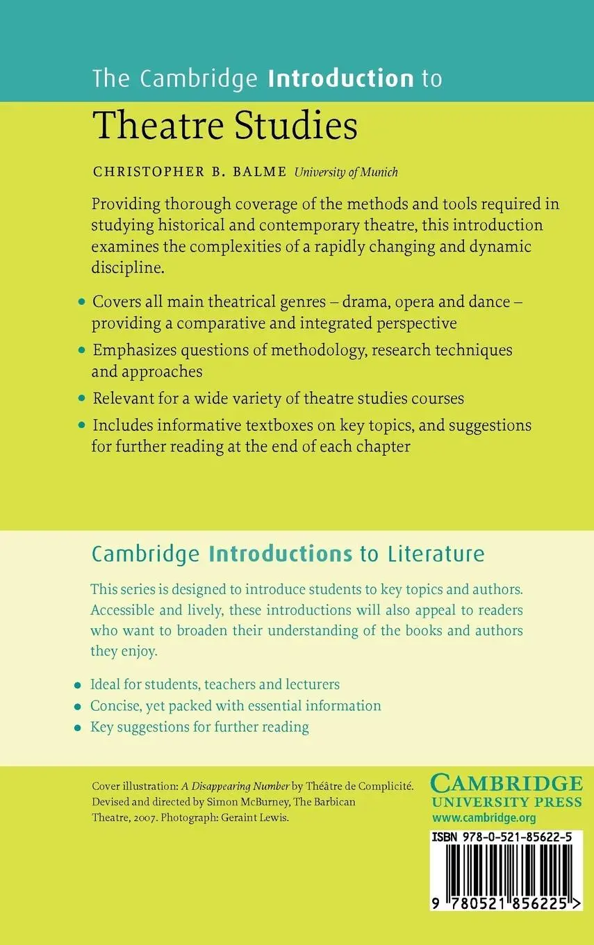 Rückseite: 9780521856225 | The Cambridge Introduction to Theatre Studies | Christopher B. Balme