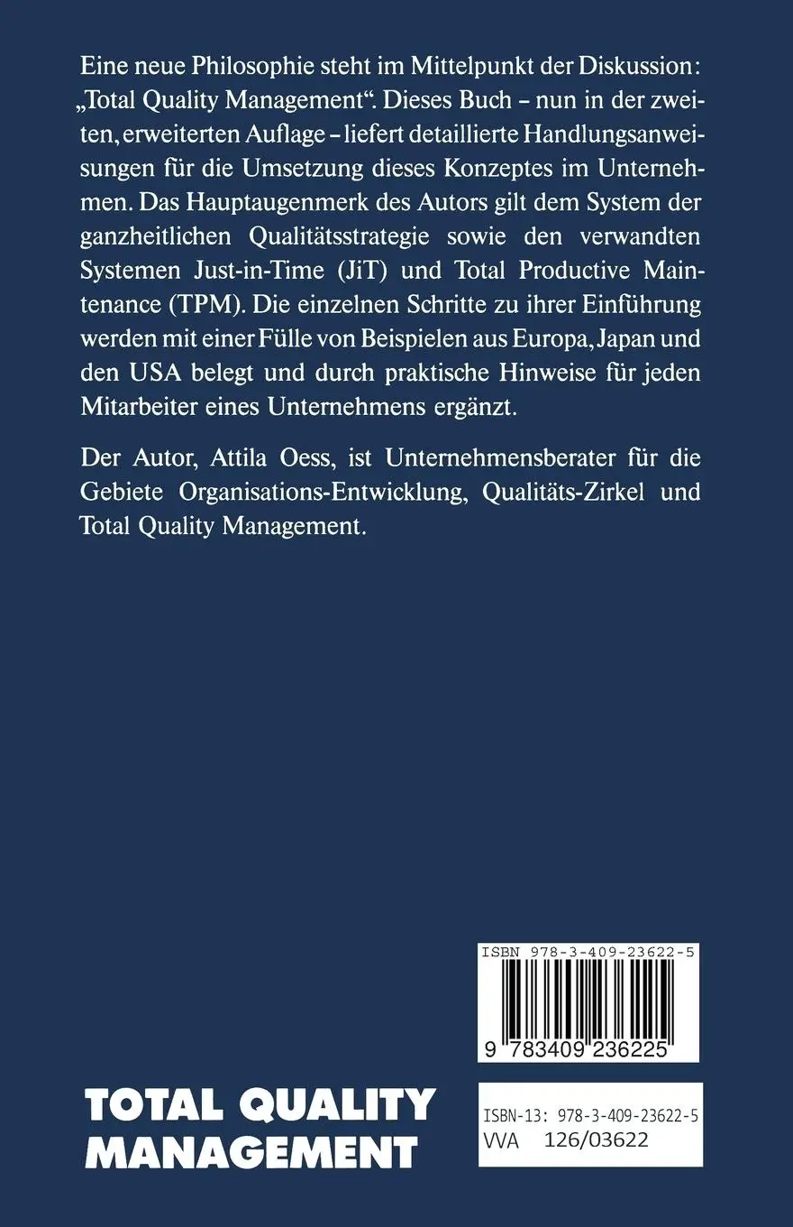 Rückseite: 9783409236225 | Total Quality Management | Die ganzheitliche Qualitätsstrategie | Oess